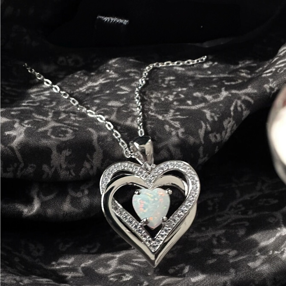 Opal heart pendant necklaces